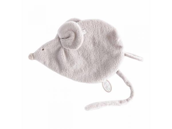 822705 - Doudou attache-tétine lapin gris clair & rose Nina - Hauteur 25 cm